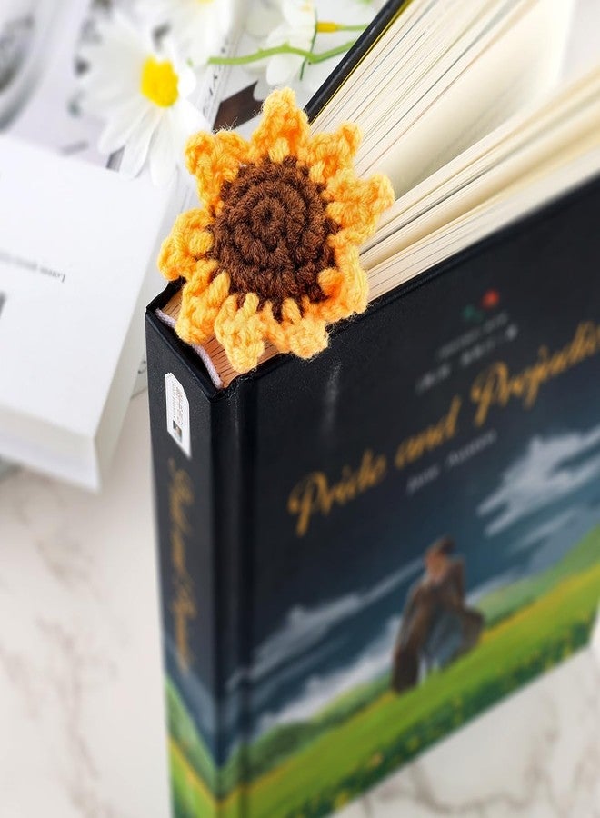 TUCEWP Crochet Bookmarks for Women Girls Kids Knitted Sunflower Book Mark for Book Lovers Coworker Bookish Birthday Graduation Gift for Her Him Unique Page Bookmark for Readers Christmas Easter Gifts - Image 1