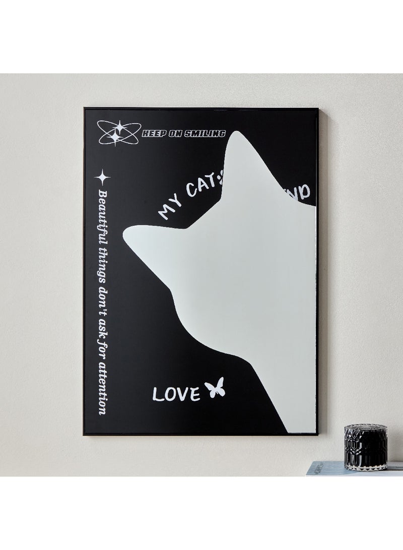Home Box Fero Cat Tinted Framed Mirror Wall Art 50 x 70 x 2 cm  - Image 1