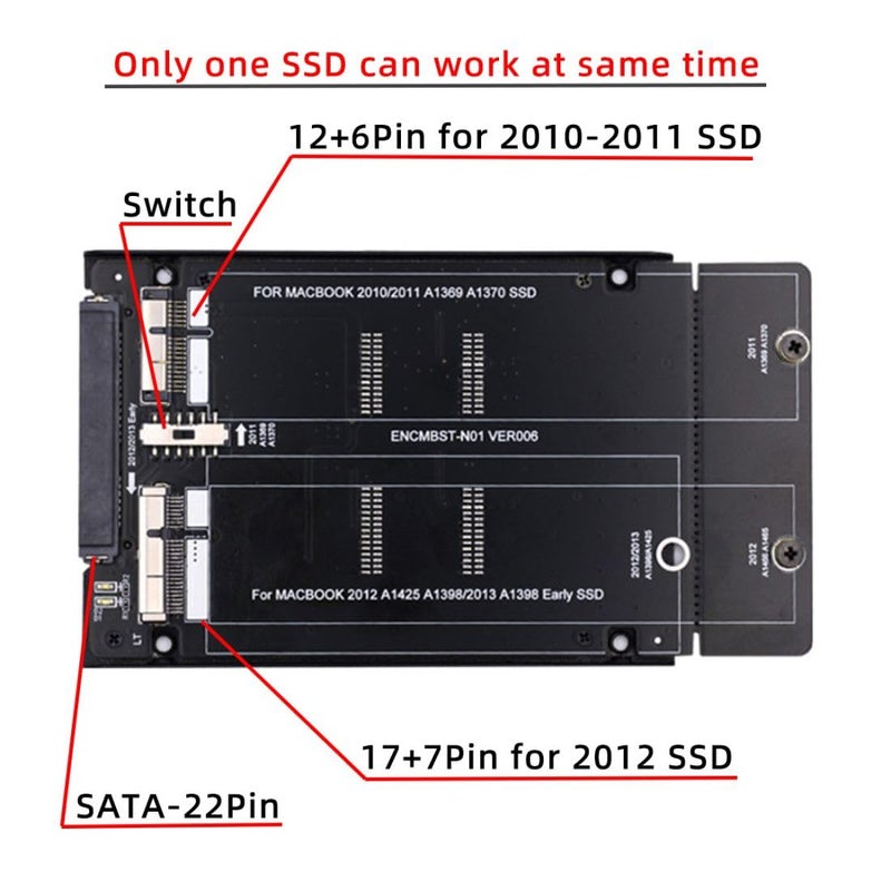 Chenyang 12+6Pin ＆ 17+7Pin MAC SSD to 2.5" SATA 2 in 1 Combo Case Enclosure Adapter for 2010 2011 2012 Mac Air Pro Retina SSD - Image 2