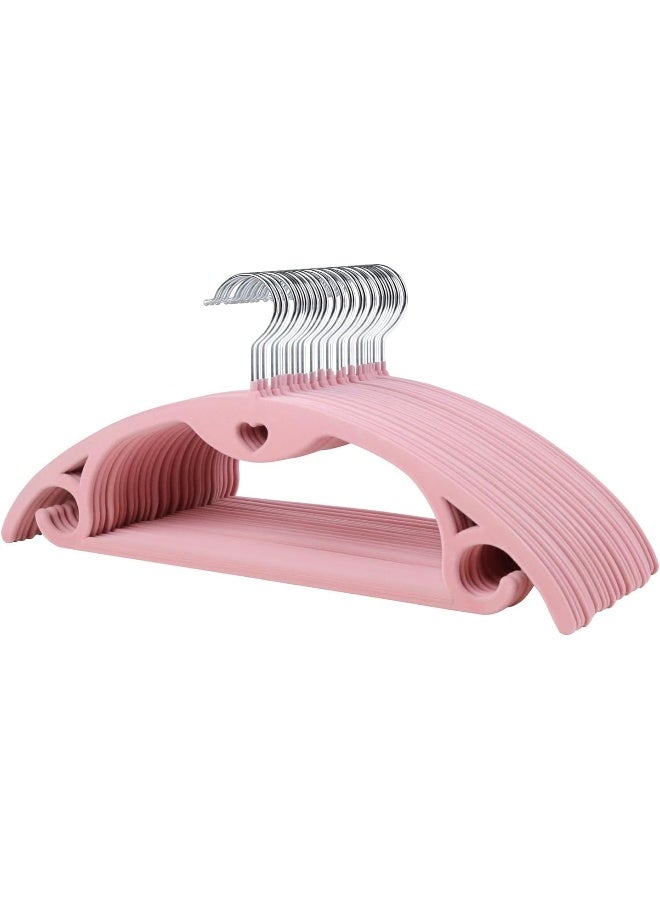 ManGotree Velvet Hangers With Cascade Hole, Non-Slip Rounded Clothes Hangers, Sturdy Felt Hangers, Space-Saving Suit Hangers For Sweaters, Pants, Dresses, Skirts, Coats (Pink, 10 Pack) - Image 1