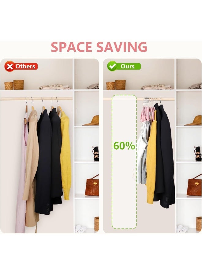 ManGotree Velvet Hangers With Cascade Hole, Non-Slip Rounded Clothes Hangers, Sturdy Felt Hangers, Space-Saving Suit Hangers For Sweaters, Pants, Dresses, Skirts, Coats (Pink, 10 Pack) - Image 5
