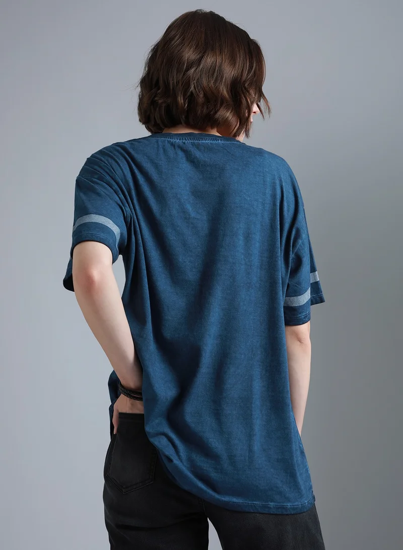 هاي ستار Oversized Navy T-Shirt for Women