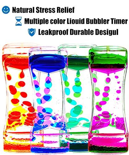 FKYTION Liquid Motion Bubbler Timer Pack of 4 Colorful Hourglass Liquid Bubbler ADHD Fidget Sensory Toys for Kids Teenagers Adults - Image 5