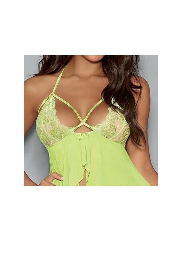 Short babydoll lingerie, green playsuits, elegant women’s nightgown from Four H, code 148 - Image 5