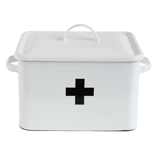 Creative Co-op Enameled First Aid Box with Lid Black Cross on Front - Image 3
