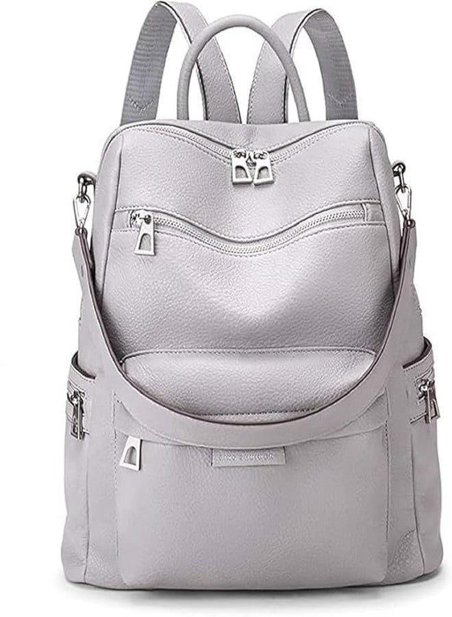 CHOLISS حقيبة ظهر مقاومة للماء من تشوليس للسيدات/الفتيات، متعددة الاستخدامات، مناسبة للمدرسة، الجامعة، المكتب، والسفر، حقيبة كتف مصنوعة يدوياً من جلد البولي يوريثان (رمادي). - Image 1