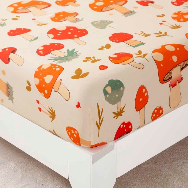 SDY 4PCS Mushroom Sheet Set Full Size,Great Cute and Comfortable Bedding Sheet for Boys, Girls, Kids and Toddler,Bed in a Bag Packaged with 1 Fitted Sheet+ 1 Top Flat Sheet + 2 Pillowcases - Image 2