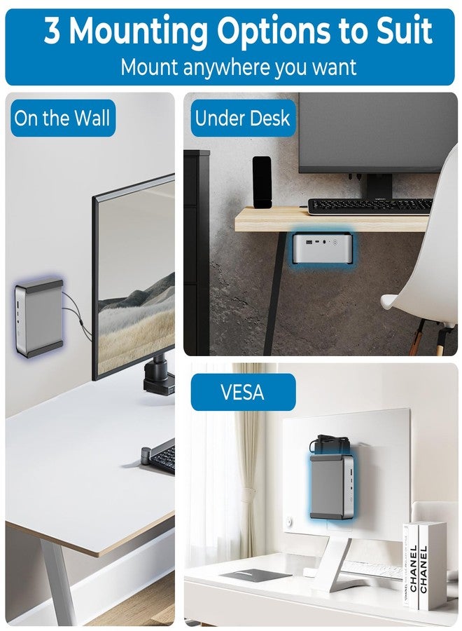 Maozhren Metal Mini Pc Vesa Mount For Beelink Ser5 Pro, Eqi12, Max, Ser8, Ser9 Ser9, Ser8 Ser6, Eqr6, Eqr5, Sei13 Sei14, Vesa/Wall/Under Desk, Beelink, With Holder, Black - Image 3