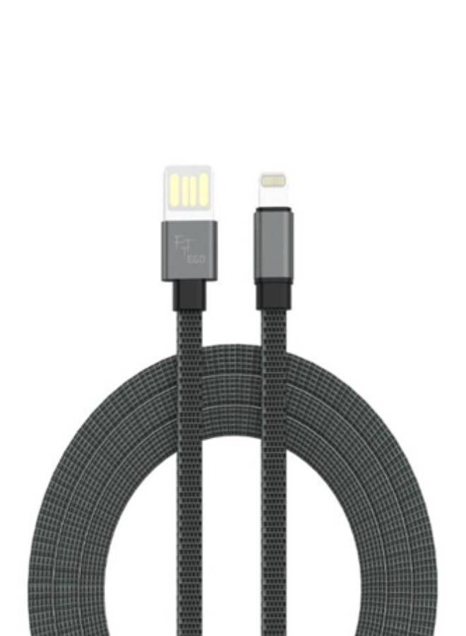 إيجو كابل شحن إيغو للآيفون، بطول 1 متر، مصنوع من القماش، لون أسود - Image 1
