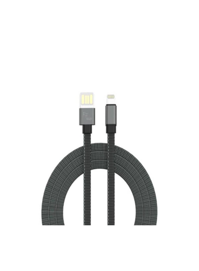 إيجو كابل شحن إيغو للآيفون، بطول 1 متر، مصنوع من القماش، لون أسود - Image 3