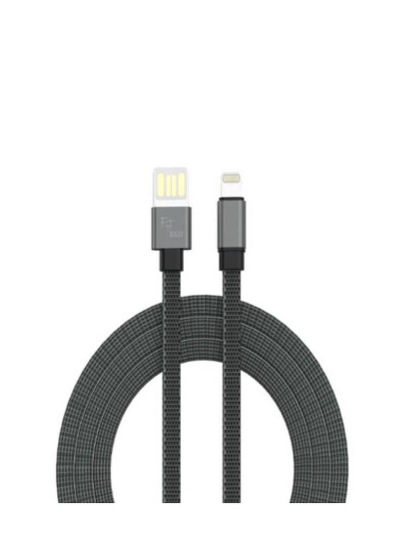 إيجو كابل شحن إيغو للآيفون، بطول 1 متر، مصنوع من القماش، لون أسود - Image 2