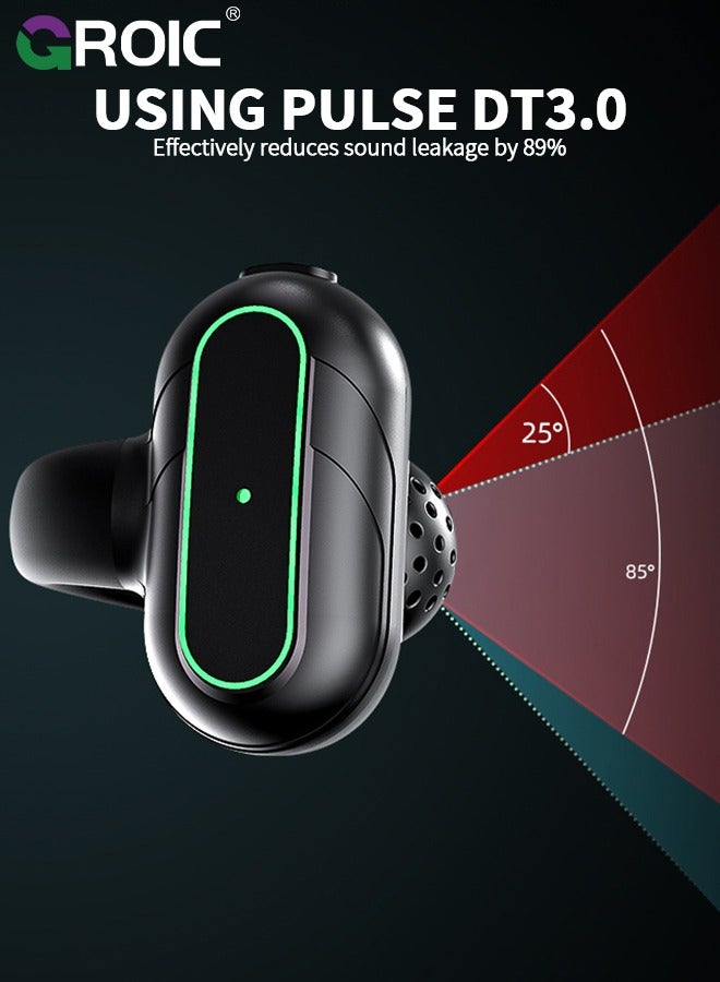 GROIC Black Clip-on Wireless Earbuds, Open-Ear Headphones, ENC Earring Earphones, Ear Clips Bluetooth 5.3 Ear Buds for Men Women Sports Workout Running  - Image 4