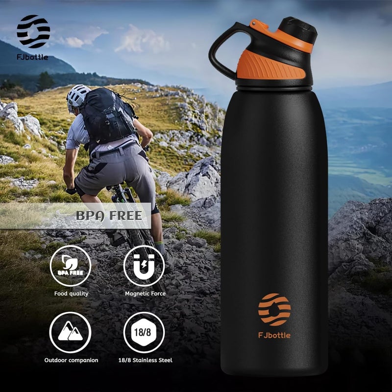 FjBottle زجاجة مياه Fjbottle من الفولاذ المقاوم للصدأ مع غطاء مغناطيسي - 600 مل/800 مل/1 لتر/1.5 لتر زجاجة رياضية معزولة خالية من مادة BPA للمشروبات الساخنة والباردة - ترمس مفرغ مانع للتسرب للصالات الرياضية والعمل والسفر - Image 5