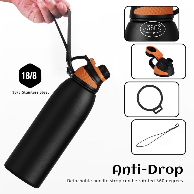 FjBottle زجاجة مياه Fjbottle من الفولاذ المقاوم للصدأ مع غطاء مغناطيسي - 600 مل/800 مل/1 لتر/1.5 لتر زجاجة رياضية معزولة خالية من مادة BPA للمشروبات الساخنة والباردة - ترمس مفرغ مانع للتسرب للصالات الرياضية والعمل والسفر - Image 3