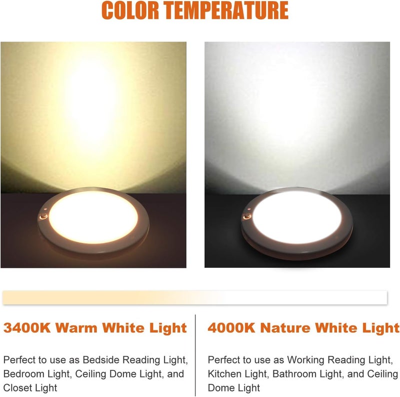 Facon 5-Inch LED RV Panel Light with On/Off Switch and Indicator - Warm White - Image 3