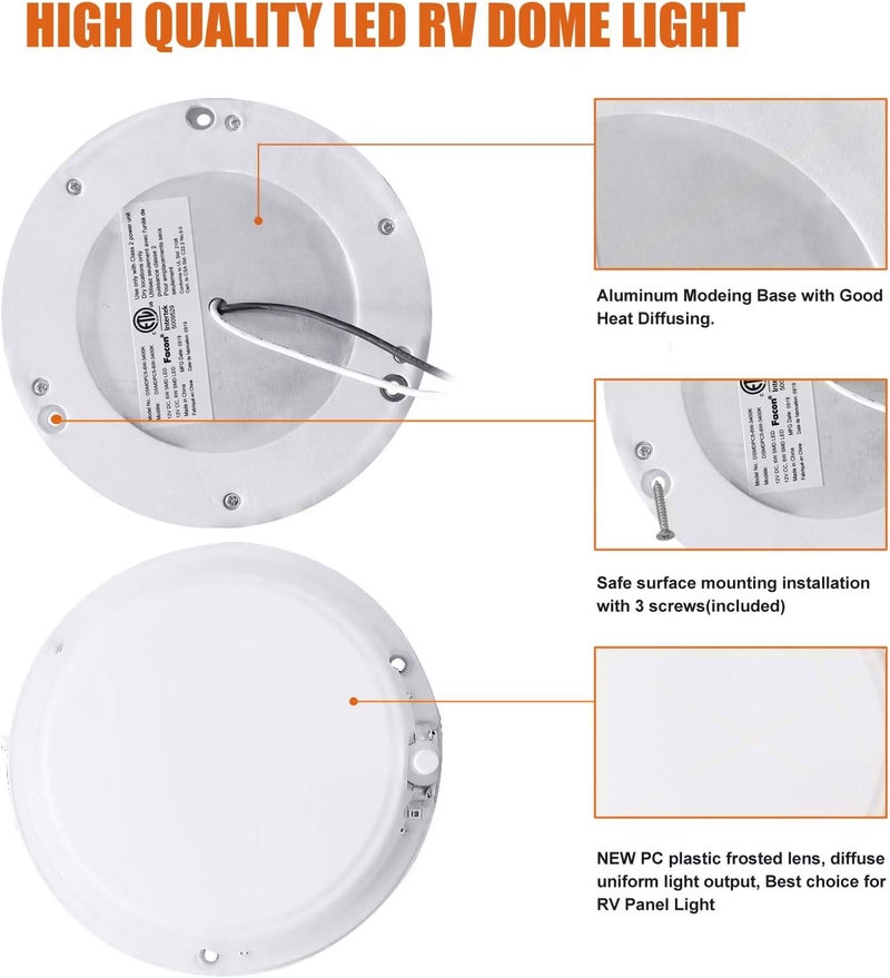 Facon 5-Inch LED RV Panel Light with On/Off Switch and Indicator - Warm White - Image 4