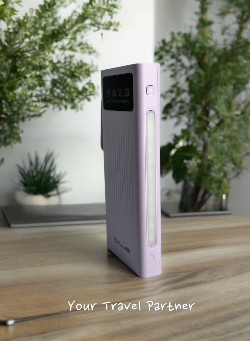 CALUS بنك طاقة P008 بنفسجي 1000mAh PD مع 4 كابلات شحن مدمجة وضوء كشاف، شاحن محمول فائق الصغر، بنك طاقة مصغر للشحن السريع للهواتف الذكية وسماعات الأذن والأجهزة الصغيرة - Image 5