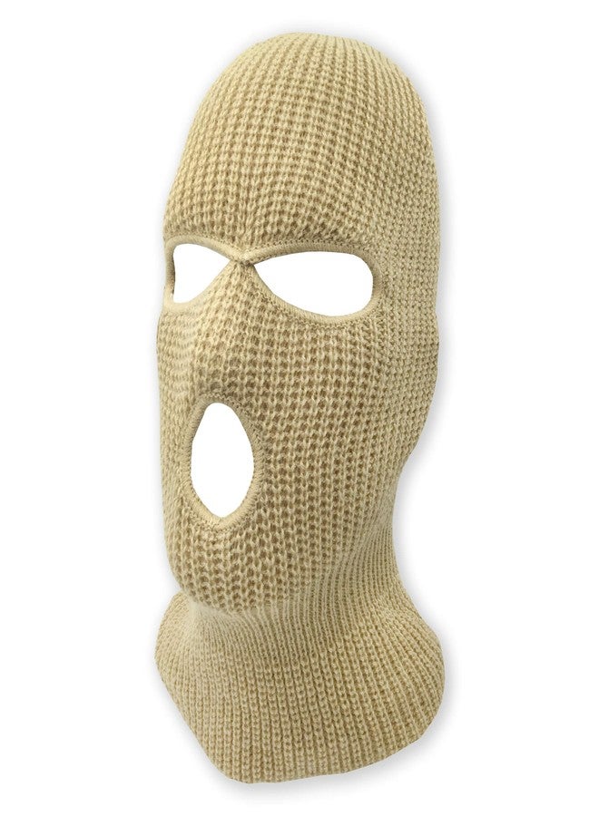 grinderPUNCH 3 Hole Beanie Face Mask Ski - Warm Double Thermal Knitted - Men and Women (Khaki) - Image 1