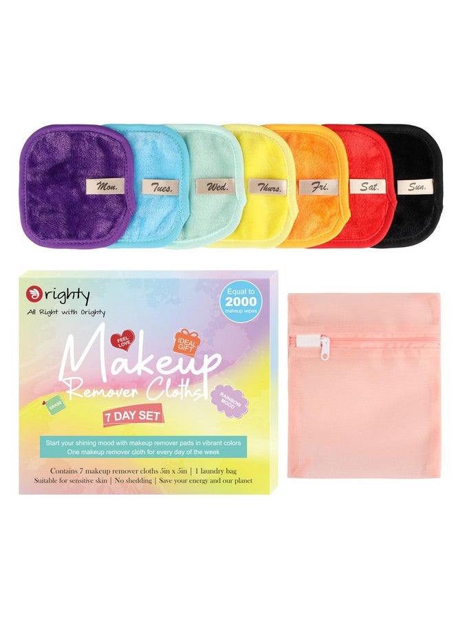 Orighty Makeup Remover Cloths 7-Day Set, Premium & Reusable Makeup Remover Pads, Erase Make-up With Just Water, Make-up Set For Eyes, Lips, Foundation and more, Ideal Choice For Women (Rainbow) - Image 1