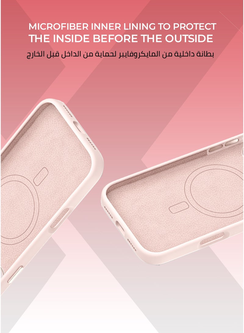 زوندا كفر بيور ايفون 17 برو ماكس ماج سيف لون وردي - بطانة داخلية من المايكروفايبر لحماية من الخدوش،إطار كاميرا معدني مرتفع لحماية العدسة، مصنوع من السيليكون السائل مع طبقة مقاومة  للبصمات، متوافق مع ملحقات MagSafe - Image 3