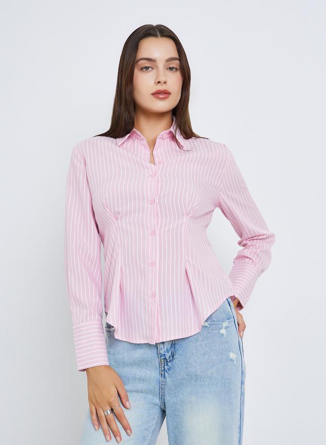 ستايلي قميص مخطط بأكمام طويلة - Image 1