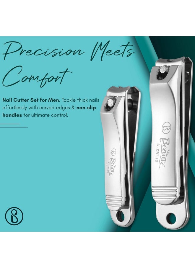 Beaute Secrets - Professional Nail Cutter Set For Men, Includes Cuticle Cutter, Finger & Toe Clipper Set Designed For Thick Nails, Comfortable Non-Slip Handle, Reduces Spread Of Nail Fungus With Curved Edges & Built-In File - Image 1