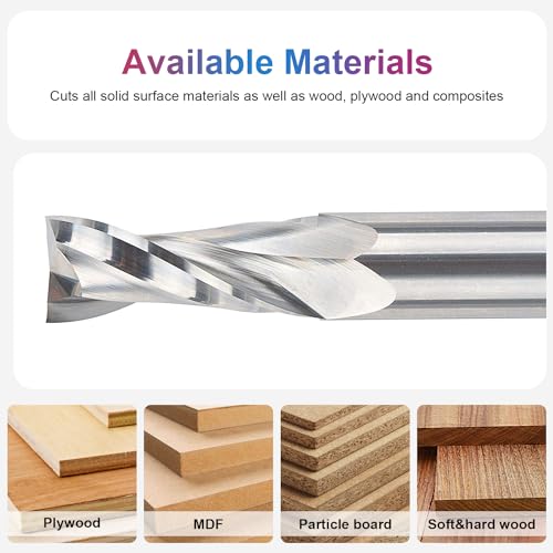 SpeTool Upcut Spiral CNC Router Bits with 1/2 Inch Shank , 1/2 Inch Cutting Diameter HRC55 Solid Carbide CNC End Mill for Wood Mortises and Cutting Dadoes Carving Engraving Tools - Image 5