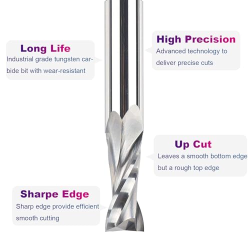 SpeTool Upcut Spiral CNC Router Bits with 1/2 Inch Shank , 1/2 Inch Cutting Diameter HRC55 Solid Carbide CNC End Mill for Wood Mortises and Cutting Dadoes Carving Engraving Tools - Image 4