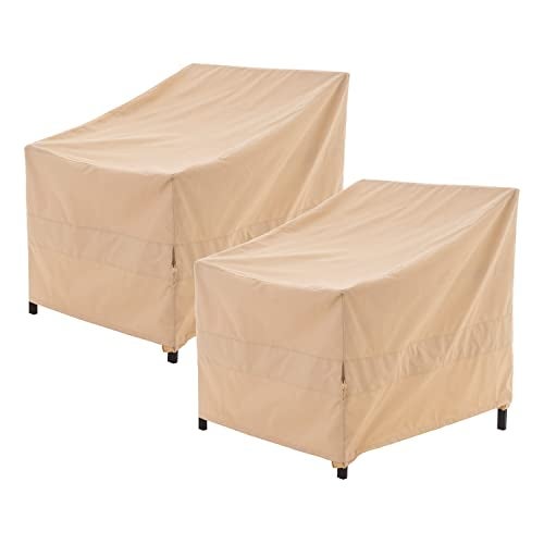 WJ-X3 Patio Chair Covers, Heavy Duty Waterproof Outdoor Patio Furniture Covers for Outdoor Chairs, Adirondack Chairs, Tolix Chairs, Beige, 34"W x 36"D x 36"H, 2 Pack - Image 1