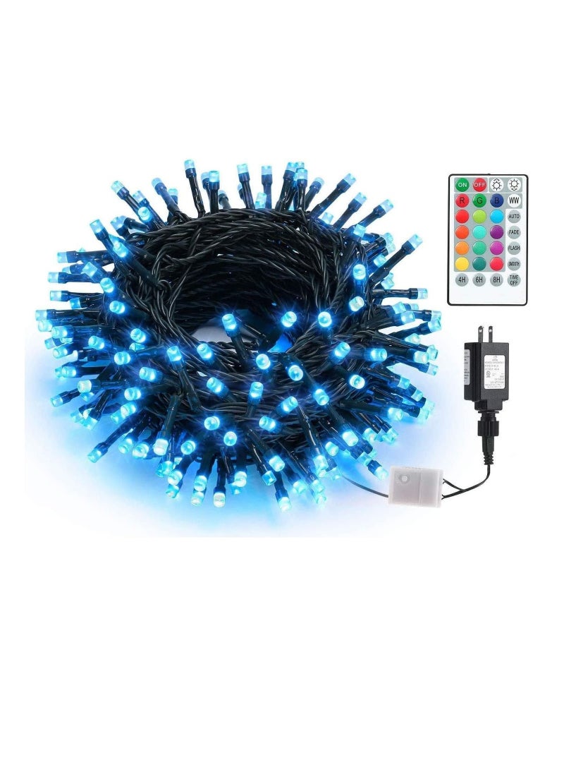 SYOSI String Lights Outdoor 8 Lighting Modes Fairy Lights with Remote and Timer for Home Birthday Wedding Party Tree Decorations (Blue) - Image 1