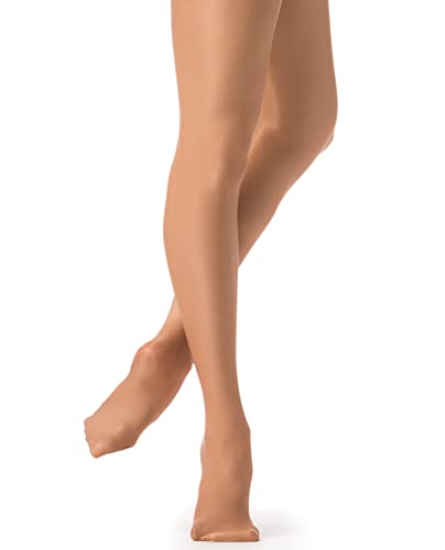 Danskin Women's Shimmery Footed Tights, Toast, B - Image 1