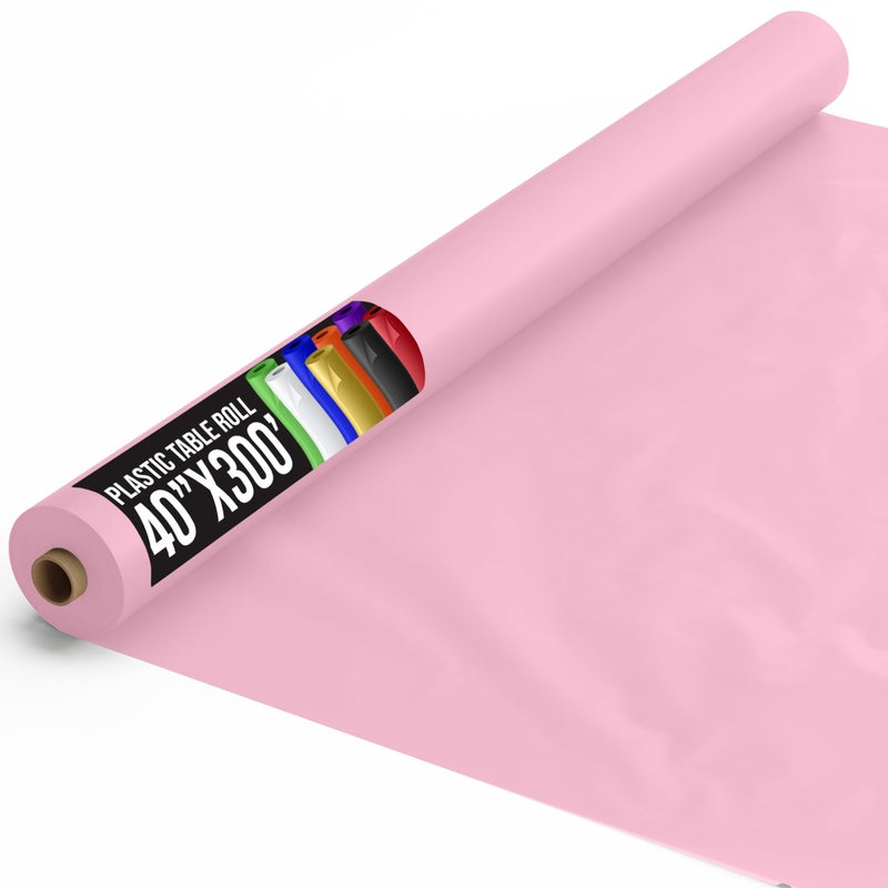 Exquisite Pink Plastic Table Cover  40 X 300 Banquet Rolls  Premium Quality Disposable Tablecloths
