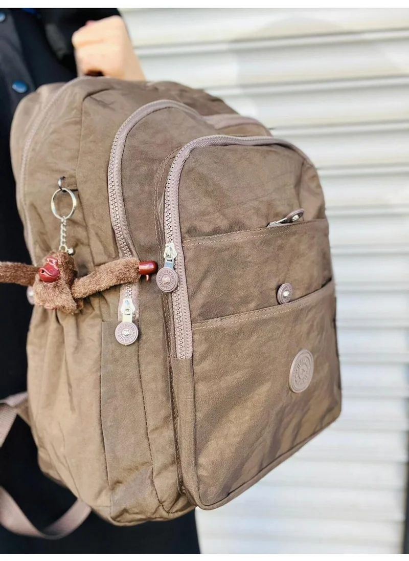 Çanta Trend Bag Trend Multi-Compartment Monkey Keychain Mega School Bag