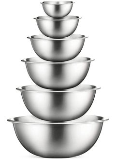 COOK WITH COLOR COOK WITH COLOR Stainless Steel Mixing Bowls Set - Nesting Bowls with Non-Slip Bottom and Easy-Grip Handles, Silver, 6 Pieces  - Image 1