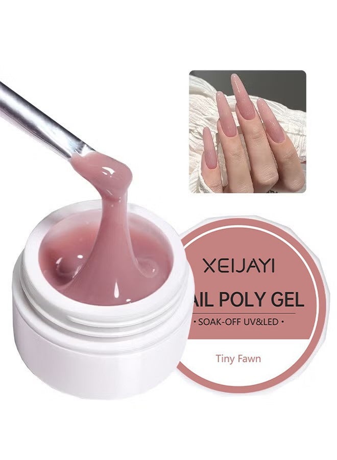 XEIJAYI Nail Poly Gel - UV/LED Camouflage Builder Gel for Nail Extension/Strengthening , Nail Sculpting Gel, Non-Sticky Hand Solid Builder Gel, Upgrade Hard Nail Extension Gel, 3D Sculpting Gel For Nail Art Design Salon Nail Art (#Tiny Fawn) - Image 1