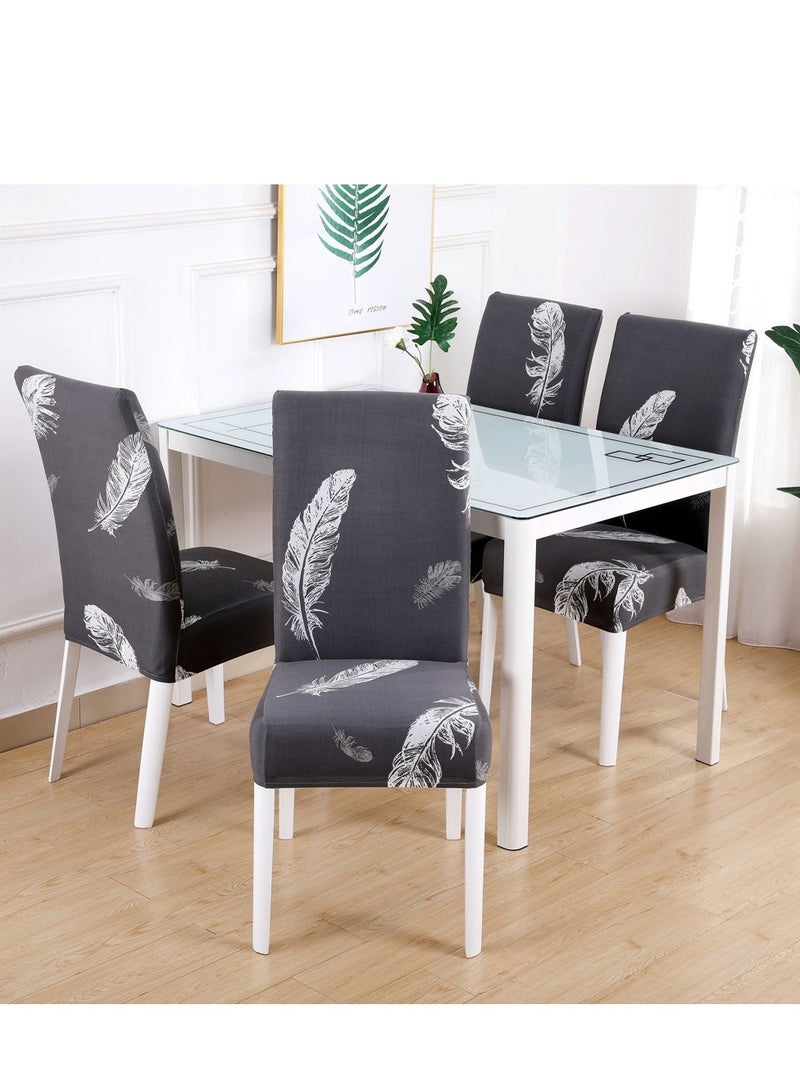 4-Piece Dining Chair Cover Grey 38x46centimeter - Image 1