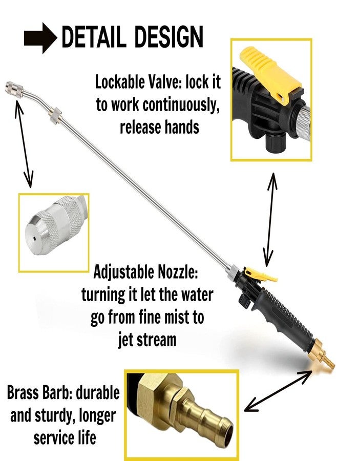 Riomhorry 29'' Sprayer Wand Replacement, 3/8" Brass Barb Universal Stainless Sprayer Wand with Shut off Valve, Adjustable Watering Wand with 2 Hose Clamps & 1 Teflon Tape - Image 4