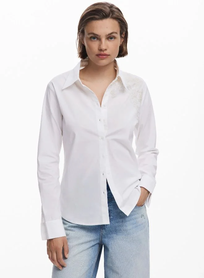 Plain Shirt With Embroidery