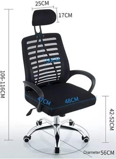 CityRiya-Long Office Chair Desk Chair Ergonomic Home Office Desk Chairs Computer Chair with Comfortable Armrests Mesh Desk Chairs with Wheels Office Desk Chair Mid-Back Task Chair with Lumbar Support  - Image 2