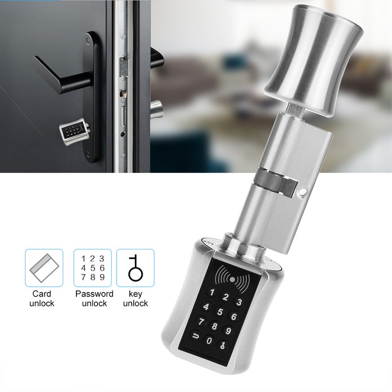 Smart Cylinder Lock Password Keyless Electronic Door Lock Unlock by Password/Card/Key Digital Lock Code Anti-theft Security Door Electric Lock - Image 2
