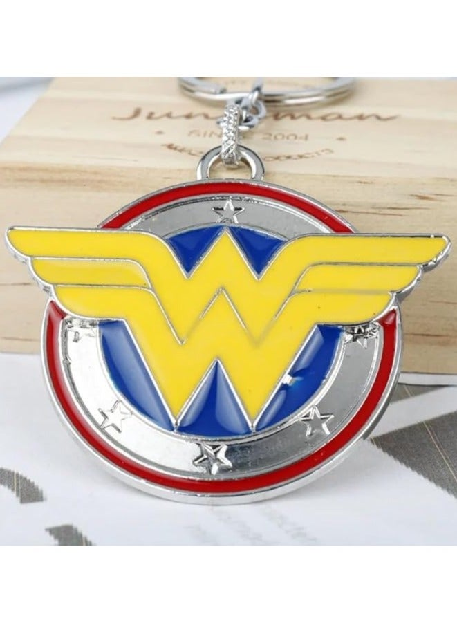بيعتكلها مجوهرات الفيلم البطل الخارق ووندر وومان سلسلة مفاتيح حلية قلادة معدنية حلقة مفاتيح حقائب السيارة سلسلة مفاتيح للنساء (أصفر) - Image 2