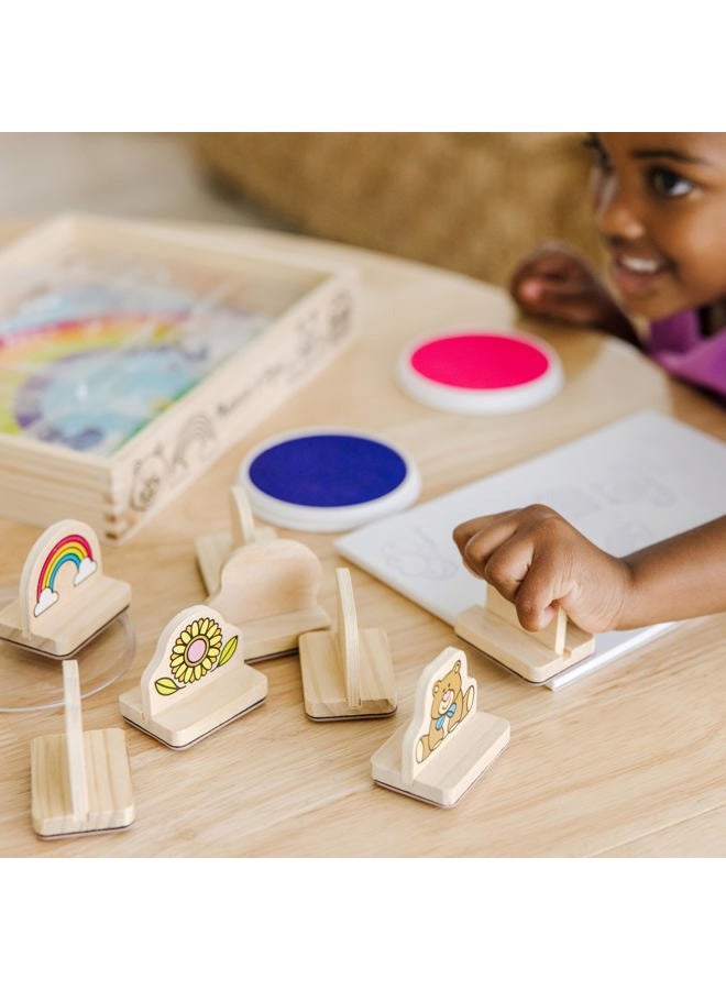 Melissa & Doug My First Wooden Stamp Set – Favorites (8 Stamps with Handles, 2 Washable Ink Pads) - Image 2