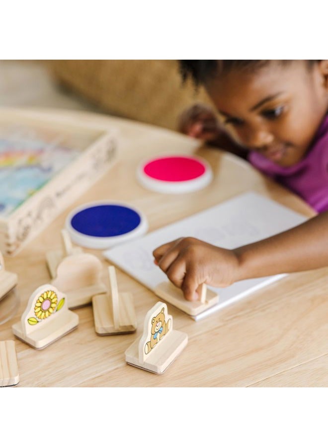 Melissa & Doug My First Wooden Stamp Set – Favorites (8 Stamps with Handles, 2 Washable Ink Pads) - Image 5