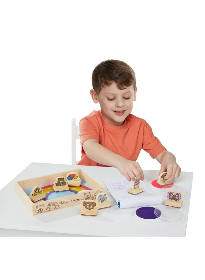 Melissa & Doug My First Wooden Stamp Set – Favorites (8 Stamps with Handles, 2 Washable Ink Pads) - Image 3