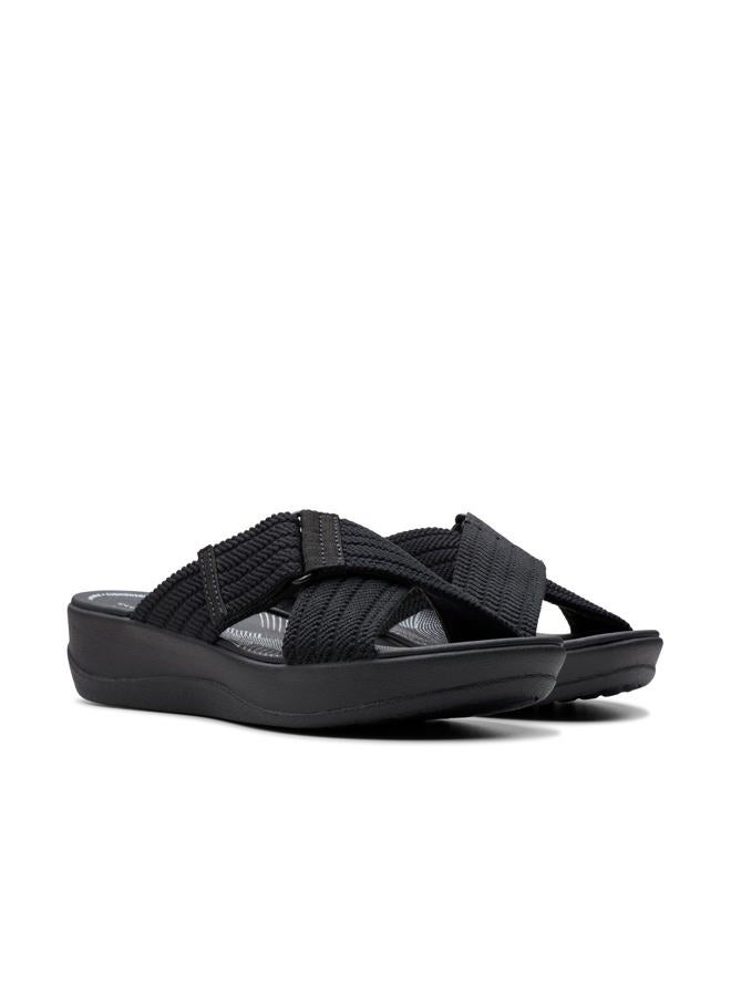 clarks Women's Arla Wave Slide Sandal, Black Textile, 8, 39 EU - Image 5