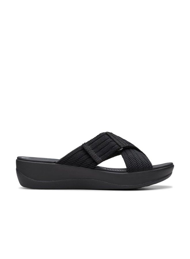 clarks Women's Arla Wave Slide Sandal, Black Textile, 8, 39 EU - Image 2