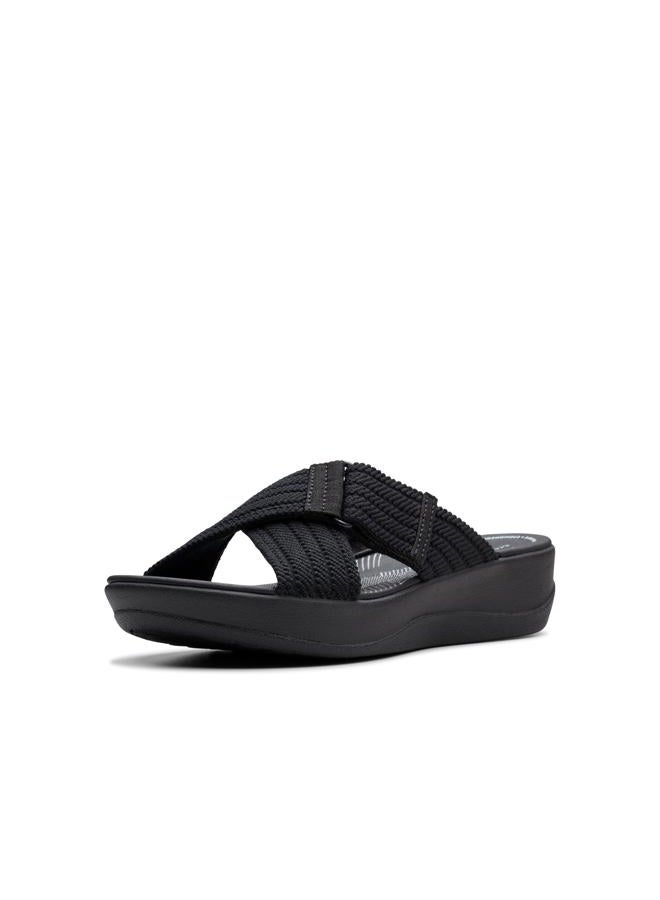 clarks Women's Arla Wave Slide Sandal, Black Textile, 8, 39 EU - Image 1
