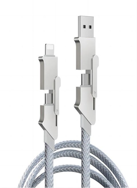 USB-C 4 in 1 Super Fast Charging Data Cable With Lightning/Type C/USB A For Huawei Mate60Pro/iphone15Promax/SamsungS23Ultra 1 M Gray