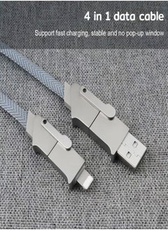 ESCASE USB-C 4 in 1 Super Fast Charging Data Cable With Lightning/Type C/USB A For Huawei Mate60Pro/iphone15Promax/SamsungS23Ultra 1 M Gray  - Image 5