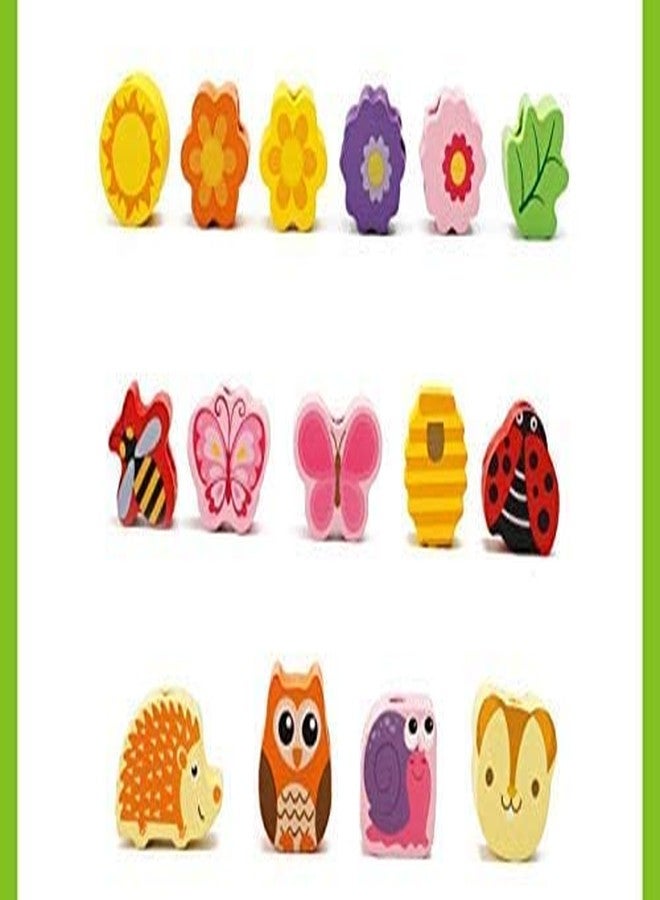 Folca Wooden String Beads, Colorful Animals Fruit Tree House, Threading Beads Lacing Shapes Activity(Tree Beads) - Image 4